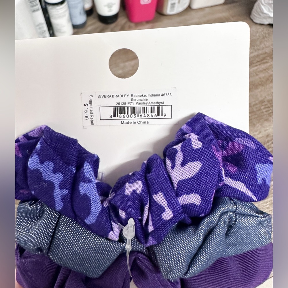 Vera Bradley Scrunchie Set - Paisley Amethyst - NWT - Picture 3 of 3